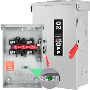 Upgrade 2p 60 Amp Disconnect, Disconnect Switch, Add Ground Design, Non-Fusible, NEMA 3R Standard, Heavy Duty Steel Material, Rust and Corrosion Resistant for Indoor and Outdoor,120/240v
