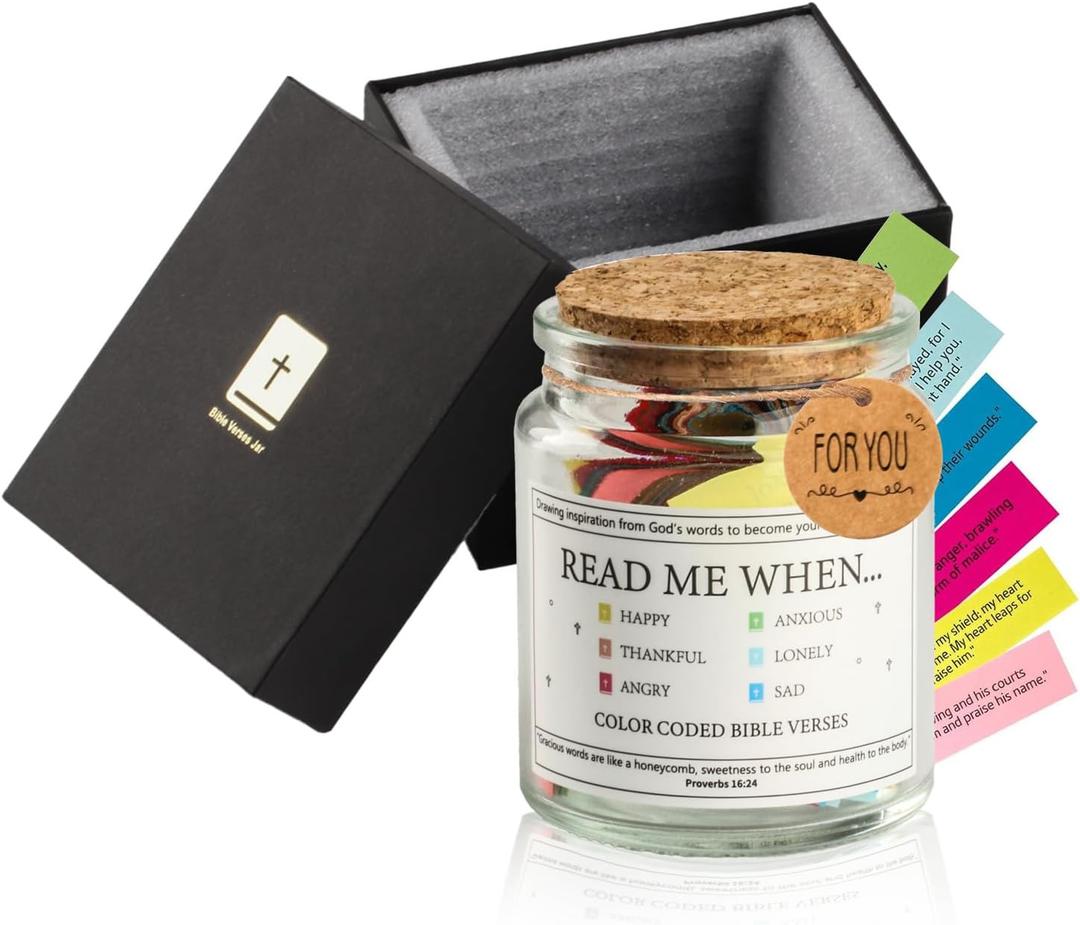 Bible Verses in a Jar, Inspirational Bible Verse Jar with 90 Coloring Scriptures, The Hope Jar Bible Verses Jar for Emotions Feelings, Scripture Gifts Religious Gifts Christian Gifts for Women Men