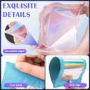300 Pcs Mylar Bags, Smell Proof Bags Foil Pouch, Holographic Resealable Bags for Small Business, Candy Sample Jewelry Bag Sealable Packaging for Party Favor Food Storage (5.5x7.9in-Blue)