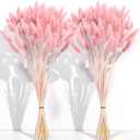 120 PCS Pink Dried Pampas Grass Decor, 17-inch Pompas Floral, Dry Flowers for Decoration, Pampas Grass in Bulk Tall, Pink Bunny Tails Dried Flowers for Boho Wedding Decor