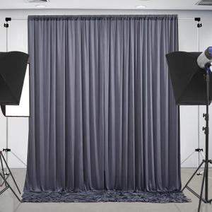 10 ft x 10 ft Wrinkle Free Charcoal Backdrop Curtain for Parties, Dark Grey Polyester Photo Backdrop Drapes for Baby Shower Wedding Engagement Birthday Party Backdrop Stand,5ft x 10ft 2 Panels (5'(W) x 10'(H), 2 panels)