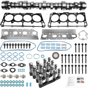 Non MDS 5.7L Hemi Camshaft Lifter Kit With MLS Head Gaskets Bolts Set Timing Cover Gasket, Compatible with 2009-2015 Dodge Ram 1500 Chrysler Aspen, Replace# 53022263AF 53021720AB TCS46049