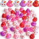 Jerify 72 Pcs 2 Inch Valentine's Day Rubber Duckies Bulk Mini Heart Rubber Ducks for Kids Bathtub Toys Classroom Prizes Birthday Wedding Party Favors Gifts Goodie Bag Fillers, 6 Styles (Cute)