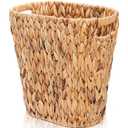 Pumtus Woven Trash Can, Handwoven Bathroom Waste Basket with Built-in Handles, Water Hyacinth Storage Bin, Garbage Laundry Magazine Container for Bedroom, Kitchen, Office, Utility Room