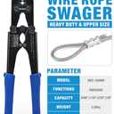 iCrimp Wire Rope Crimping Tool for Aluminum Loop Sleeve, Barrel Ferrule, Oval Sleeves, 3/64 in to 1/8 in, Swaging Tool Kit with Wire Rope Cutter