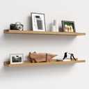 Floating Shelves Set of 2, Long Wall Shelf with Lip, 36in, Oak, 35.4 in