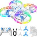 Mini Drones For Kids Beginners - With LED Lights And 2 Batteries, Remote Control RC Quadcopter with Altitude Hold and 3D Flips,Full Propeller Protect,Boys Toys Gifts(Blue)