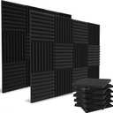 52 Pack Acoustic Panels 1 X 12 X 12 Inches - Acoustic Foam - High Density- Soundproof Studio Wedges - Charcoal