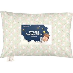 Toddler Pillow with Pillowcase - 13x18 My Little Dreamy Pillow, Organic Cotton Toddler Pillows for Sleeping, Kids Pillow, Travel Pillows, Mini Pillow, Nursery Pillow, Toddler Bed Pillow (Grace)