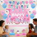 Pink Dog Themed Party Supplies, Cartoon Dog Birthday Decorations Set for Kids Birthday Party (Pink)