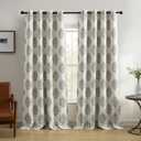 OWENIE Total Blackout Curtains for Bedroom 84 Inches Long 2 Panels, Medallion Printing Thermal Insulated Linen Double Layer Curtains for Living Room, Elegant Back Tab Drapes, Each 52Wx84L, Grey