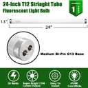 F20T12/CW 20 Watt Light Bulb Cool White, 24 Inch T12 Fluorescent Tube 20W Compatible with Philips Sylvania GE Light Fixture G13 Cap 4 Count