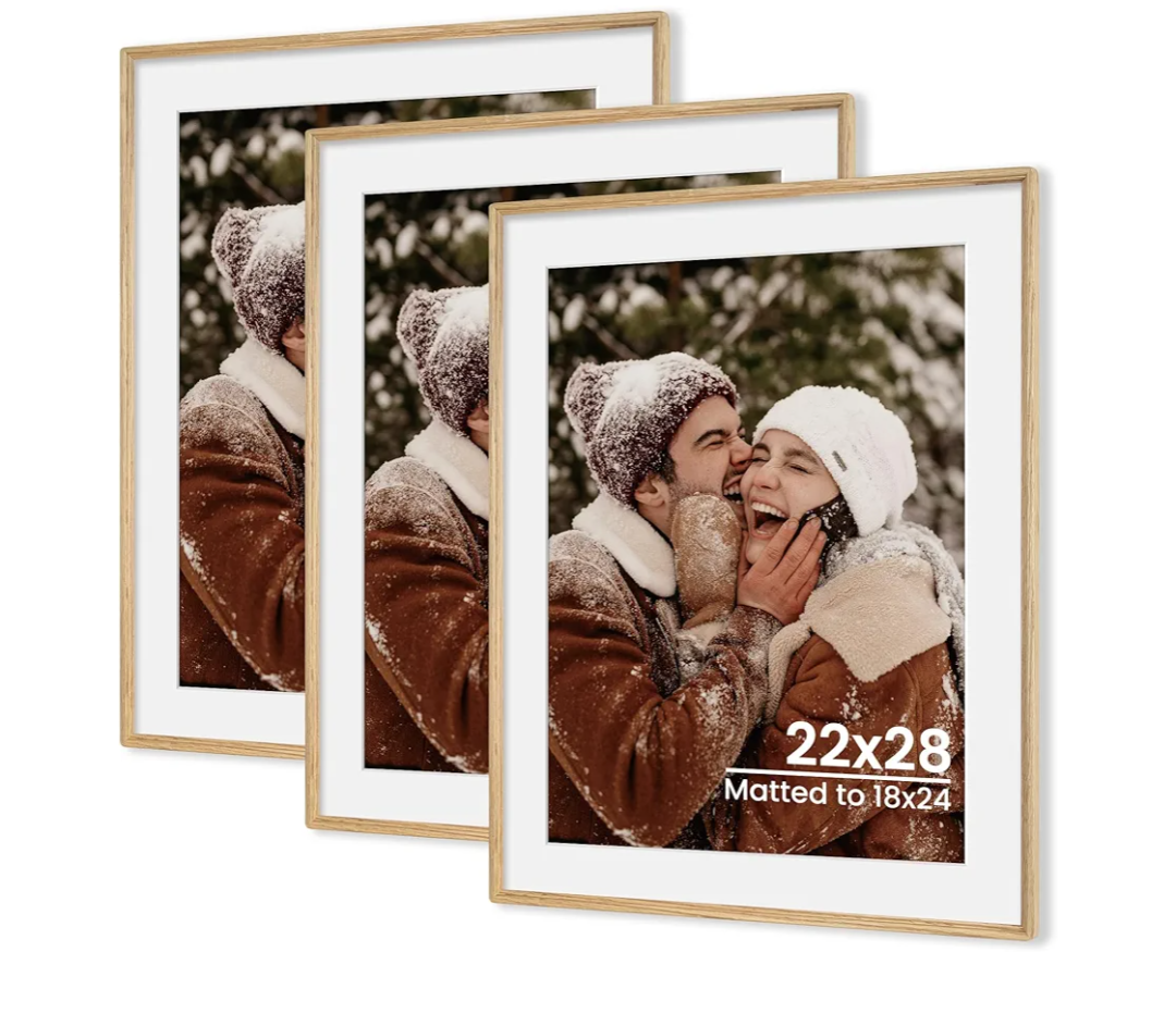 Axeman 22x28 Natural Solid Oak Wood Picture Frame with 18x24 Mat, Premium Rustic Wooden Photo Frames with Tempered Glass, Poster Photo Frame for Gallery Wall Hanging, 3 Packs Axeman 22x28 Natural Solid Oak Wood Picture Frame with 18x24 Mat, Premium Rustic Wooden Photo Frames with Tempered Glass, Poster Photo Frame for Gallery Wall Hanging, 3 Packs