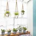 Mkono 3 Pack Macrame Plant Hangers Indoor Different Size Hanging Planter Basket Flower Pot Holder with Beads No Tasselss 43"/35"/29", Large, Brown