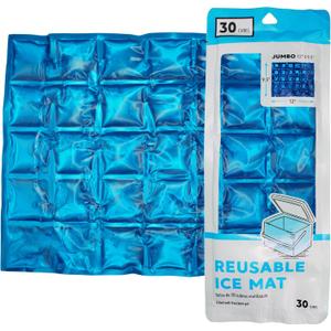 Jacent Reusable Ice Pack Mat, Flexible 30-Cube Gel Freezer Sheet for Coolers, Lunch Bags, Food Storage & Outdoor Use, Jumbo 12 x 9.5 Inch