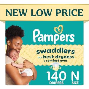 Pampers Baby Diapers - Swaddlers - Size N, 104 Count, Ultra Absorbent Disposable Infant Diaper
