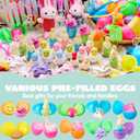 JOYIN 100 Pcs Prefilled Easter Eggs with Toys Plus Stickers, Filled with Toys Party Favors for Kids Boys Girls Easter Eggs Hunt, Basket Stuffers Fillers, Classroom Prize Supplies
