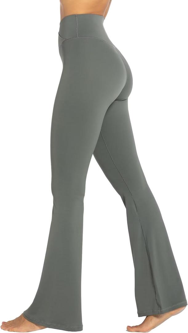 Sunzel Womens Flare Leggings No Front Seam Flare Yoga Pants with Tummy Control Crossover High Waist - 28" / 30" / 32" / 34" (S)