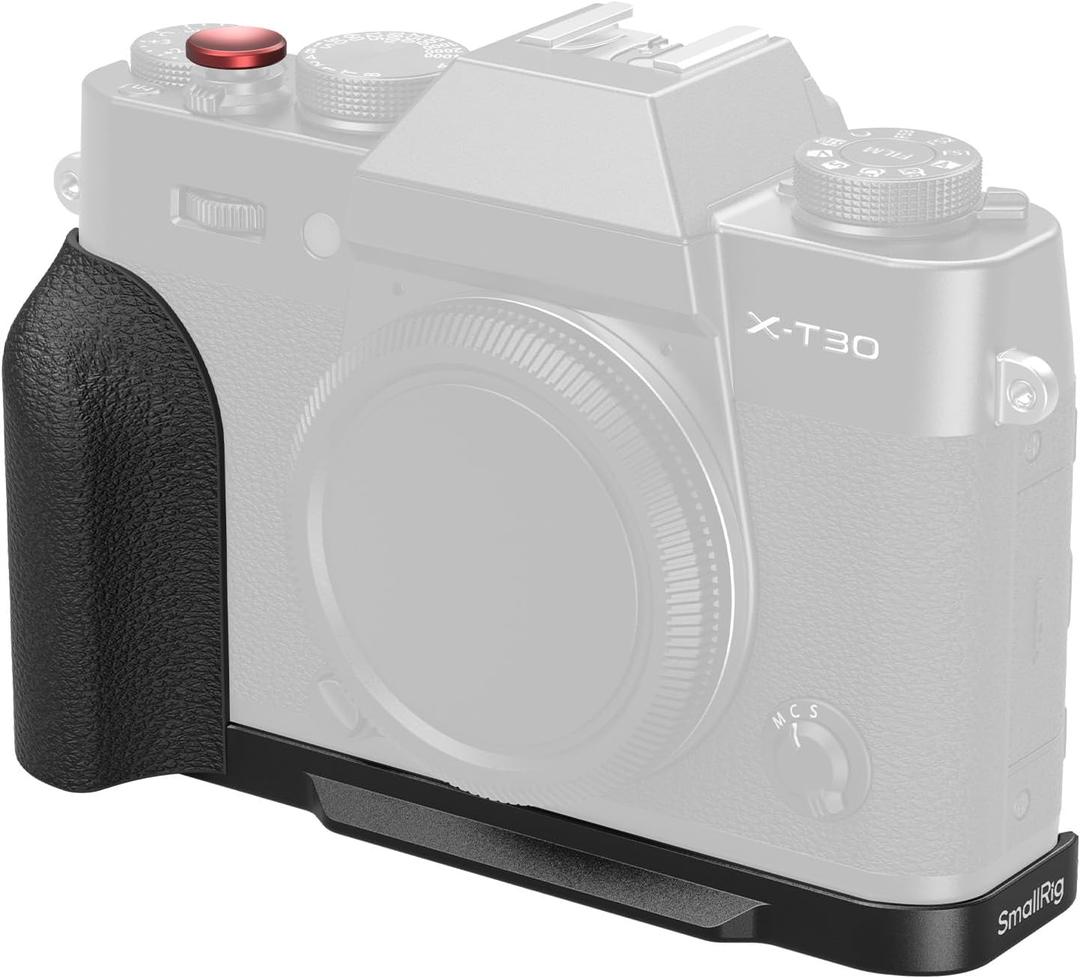 SMALLRIG X-T30 III/X-T30 II/X-T30 L-Shape Grip for FUJIFILM Camera, Built-in Quick Release Plate for Arca, 1/4"-20 Holes, Lightweight Ergonomic Silicone Handgrip,Shutter Button (Black) - 5663