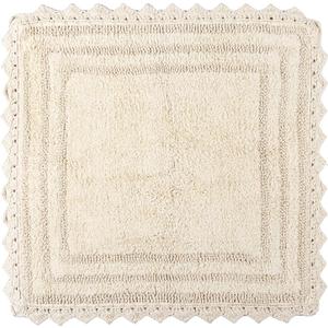 RAJRANG Bath Mat for Bathroom Kitchen and Spa with Crochet Pattern Cotton Absorbent Soft Reversible Bath Rug Shortbread Square 24 Inches