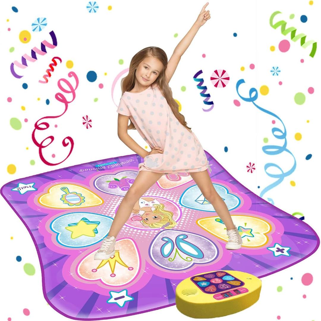 SUNLIN Dance Mat Toys for Girls Ages 3-10 | Dance Pad with LED Lights, Adjustable Volume, 9 Built-in Music, 7 Game Modes, 5 Challenge Levels | Christmas Birthday Gifts for 3 4 5 6 7 8+ Years Old Girl (Purple)