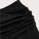 WDIRARA Women's Ruched High Slit Mesh Skirts Asymmetrical Ruffle Skirts (Black, XL)