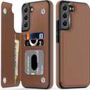 LETO Galaxy S23 Case,Luxury Flip Folio Leather Wallet Case Cover with Card Slots and Kickstand for Girls Women,Protective Phone Case 6.1" Brown