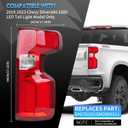 Passenger Side LED Tail Light Assembly Compatible With 2019-2024 Chevy Silverado 1500, LED Style Right Rear Brake Lamp, with Bulb Harness, Replaces# 84678150 GM2801311