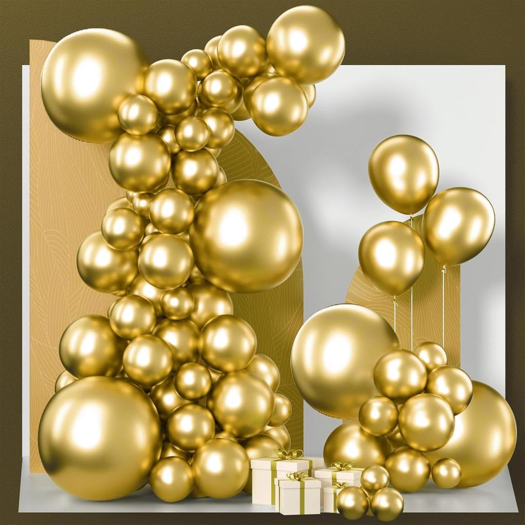 PartyWoo Metallic Gold Balloons, 140 pcs Gold Metallic Balloons Different Sizes Pack of 18 Inch 12 Inch 10 Inch 5 Inch Gold Balloons for Balloon Garland or Balloon Arch as Party Decorations, Gold-G101 PartyWoo Metallic Gold Balloons, 140 pcs Gold Metallic Balloons Different Sizes Pack of 18 Inch 12 Inch 10 Inch 5 Inch Gold Balloons for Balloon Garland or Balloon Arch as Party Decorations, Gold-G101