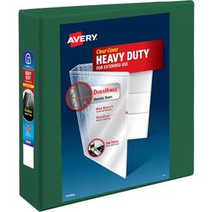 Avery Heavy-Duty View 3 Ring Binder, 2 Inch One Touch EZD Rings, 540-Sheet Capacity, 2.8 Inch Wide Spine, Customizable Clear Cover and Spine, 1 Green Binder (79683)