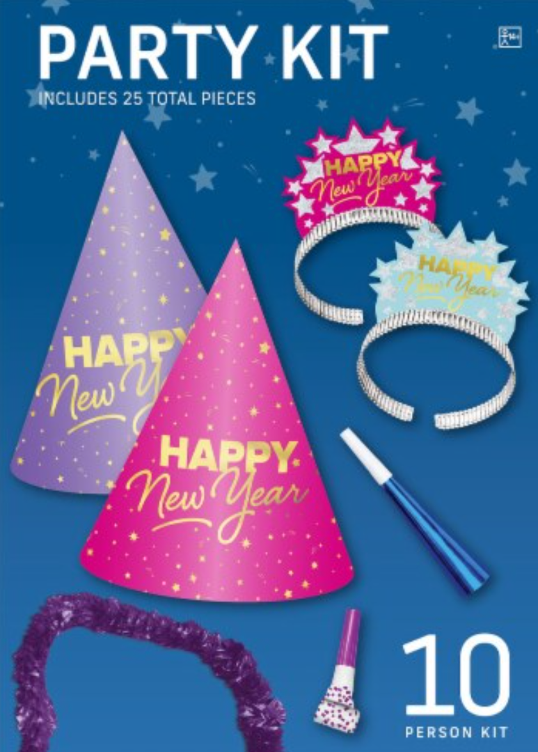 Amscan Shooting Stars New Year's Party Kit For 10 Person,  25 pieces