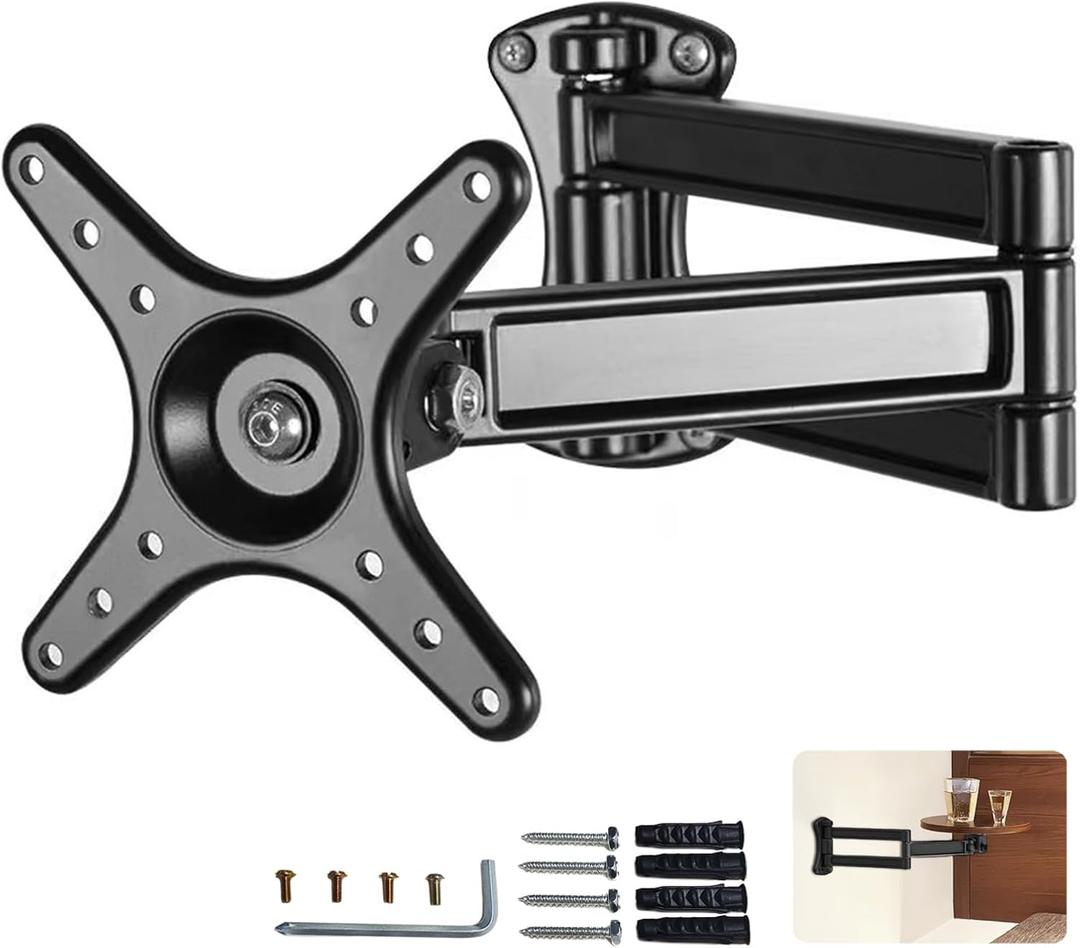 Floating Nightstand Rotatable Brackets,Small Round Side Tabl Folding Brackets,Mini Coffee Table Extensible Hinges,Bathtub Side Table Bracket,Suitable for DIY As Sofa Side Table,Over Bed Table (Medium-15.7 in-1pcs)