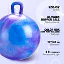 ZOOJOY Glow-in-The-Dark Light Up Hopper Ball for Kids, 18 Inch Bouncy Ball with Handle, Inflatable Night Glow Jumping Toy for Boys and Girls Aged 3-8, Indoor & Outdoor Play, Includes Pump