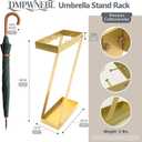 Umbrella Holder for Entryway, Gold Indoor Umbrella Stand with Hooks,Metal Umbrella Storage Rack Ideal for Home Office Hotel Lobby