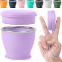 Collapsible Travel Cup, BPA-Free Reusable Water Cup, Lightweight Drinking Cups with Lids and Carrying Strap, Dishwasher Safe Silicone Cups for Camping, Travel, Airports, Hotel (6.7oz, Lilac)