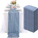 16 Pack Cheesecloth Table Runner, 35x120 Inch Boho Gauze Table Runners, Cheese Cloth Long Table Runner Elegant Table Runners for Party Wedding Bridal Shower Table Decor (Blue)