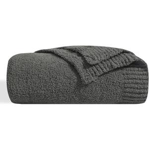 bearberry Super Soft Fluffy Throw Blanket Lightweight Cozy Warm Throw Blankets for Couch Bed Sofa All Season (Dark Grey, 50x60)