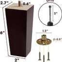 VASGOR Set of 4 Wood Furniture Legs (Drill Bit Included) - Square Sofa Legs, Couch Leg - Brown Mid-Century Modern Replacement Legs for Armchair Recliner Coffee Table Dresser (6")