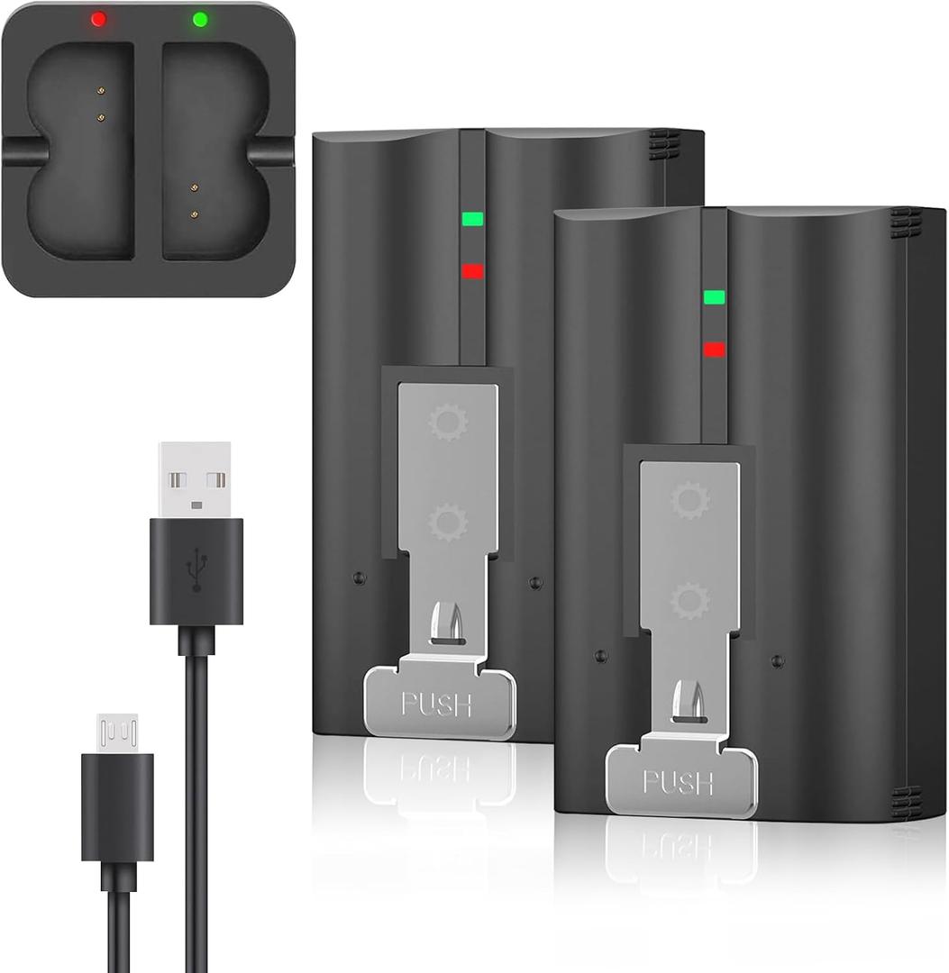 2-Pack 6040mAh Replacement Battery Compatible with Ring-Video Doorbell 2/3/3plus/4, Stick Up Cam (2nd & 3rd Gen) and Spotlight Cam, Rechargeable V4 Battery with Charger Station for Ring Camera 3.65V