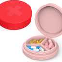 5 x 2 Pack Small Pill Box,Premium Thick Silicone 3 Compartment Travel Pill Box for Home/Desk Organizer, Portable Compact Medicine Holder for Vitamin, Cod Liver Oil, Supplement(Red+Pink)