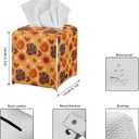 Turkey Pumpkin Tissue Box Cover Holder Square Facial Tissue Case Facial Paper Organizer Dispenser for Bathroom Bedroom Living Room Decor Thanksgiving PU Leather Napkin Boxes Covers