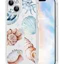 Dibrell for iPhone 14 Plus Case, [Full Camera Protection] [Not Yellowing] [Military-Grade Drop Protection] Cute Clear Slim Shockproof Protective Phone Cover for Women Girls 6.7", Sea Shell/ Brown