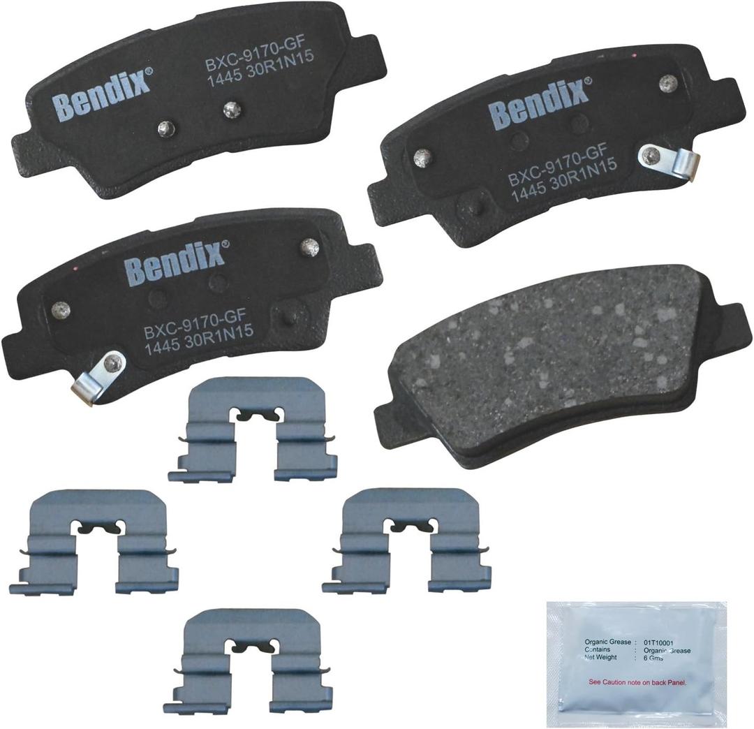 Bendix Priority1 CFC1445 Ceramic Rear Brake Pads for Hyundai Azera 2017-2012, Sonata 2015-2011, Kia Optima 2016-2011
