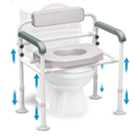 Extra-Wide 3-in-1 Adjustable Toilet Seat Riser with Premium Padded Seat & Support Rails – Ultra-Stable Elevated Commode and Shower Chair for Seniors & Elderly – Heavy-Duty 350lb Safety Frame