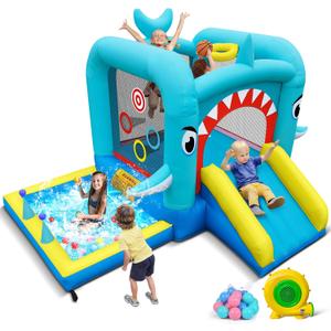 Culaluva Inflatable Bounce House: Jump Bouncer Castle Slide Combo - 7 in 1 for Kids 3-6 - with 370W Blower - for Indoor Outdoor Play