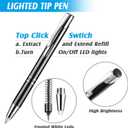 Zonon Lighted Tip Pen Flashlight Writing Ballpoint Pens LED Penlight Light Up with Bright White Light for Writing in the Dark, 3 Pieces