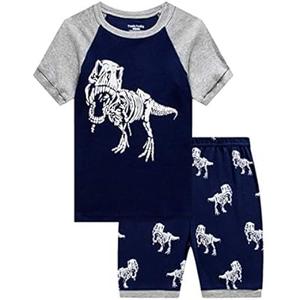 KikizYe 4 Piece Big Boys Space Pajamas Short Sleeve Cotton Kids Pjs Size 8
