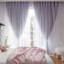Loyala Stars Curtains Double Layer Curtains Blackout Curtains for Bedroom Kids Curtains Cute Curtains Kids Blackout Curtains, Curtains 84 Inches Long 2 Panels Set, Purple Curtains, 52 X 84 Inches