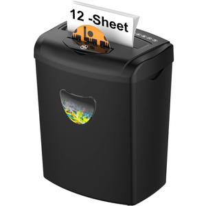 Woolsche 12-Sheet Cross Cut Paper Shredder with Large 5.55-Gallon Basket - P-4 Security, 3-Mode Shred for Cards/CDs/Staples/Clips - Jam Proof System for Office (ETL Certified)