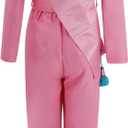 LILLIWEEN 70s 80s Disco Outfits for Women Hippie Disco Costume Movie Pink Flare Pant Halloween Set (X-Large, Type 1)